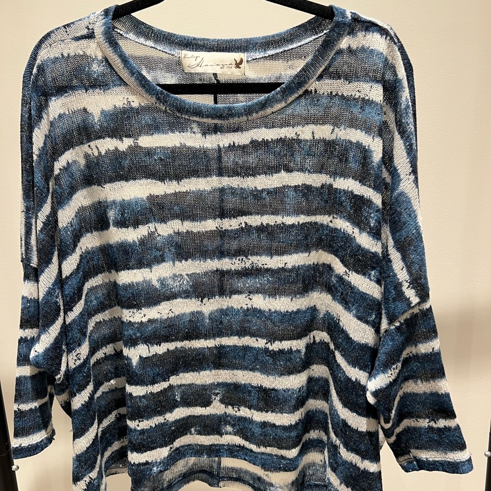 Vintage Havana Navy and White Striped Long Sleeve Top